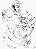 coloriage hellboy menacant